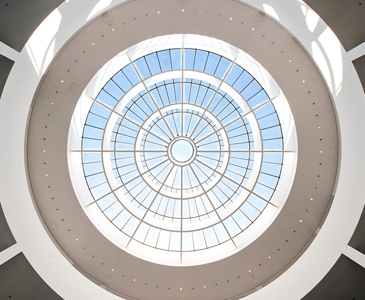A glass dome from below