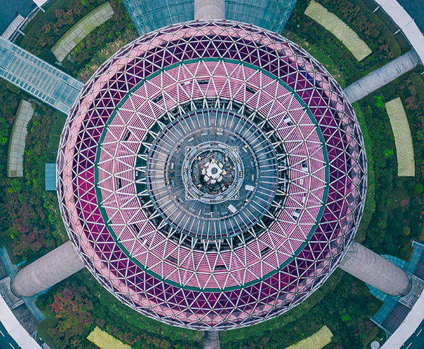Glass dome building from above